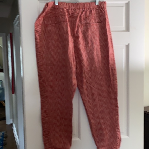 Anthropologie Striped Linen Red Motif Pants Large - Picture 7 of 14